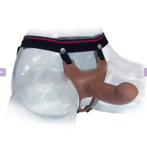 Elastic Harness Hollow Strap-on Silicone Curved Dong Dildo